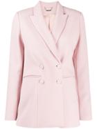 Styland Double Breasted Peaked Lapel Blazer - Pink