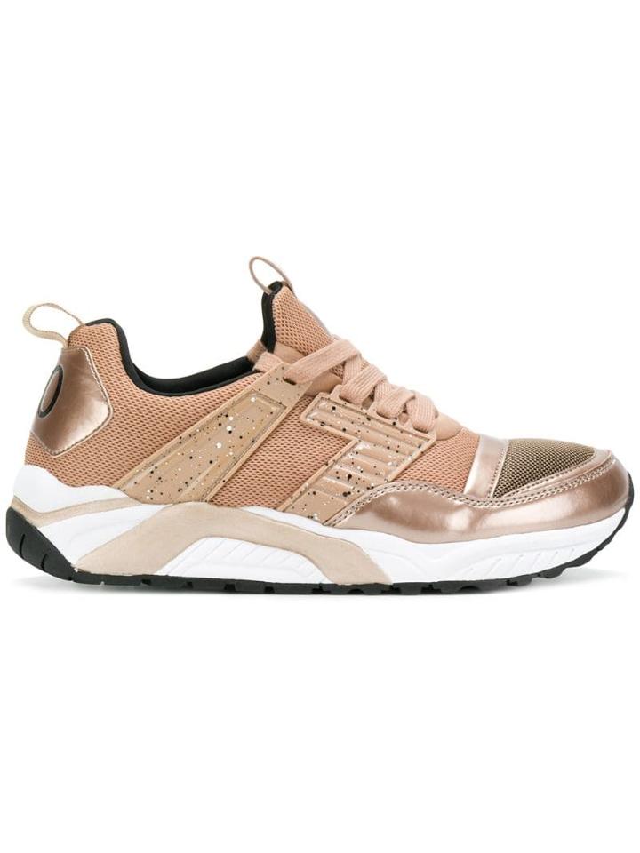 Ea7 Emporio Armani Metallic Panelled Sneakers - Neutrals