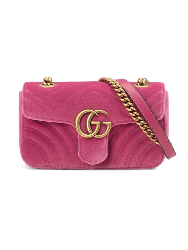 Gucci Gg Marmont Velvet Mini Bag - Pink & Purple