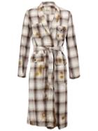 Maison Mihara Yasuhiro Plaid Burn Effect Trench Coat