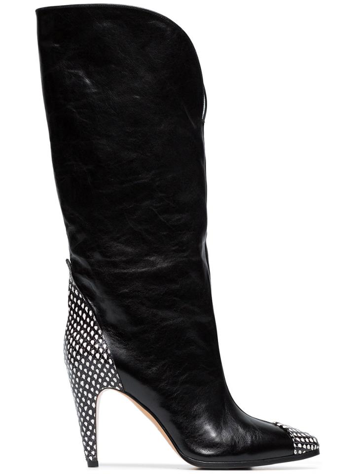 Givenchy Black 95 Spotted Leather Knee High Boots