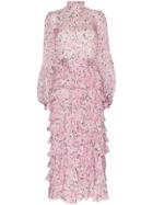 Giambattista Valli Floral Print Tiered Ruffle Maxi Dress - Pink