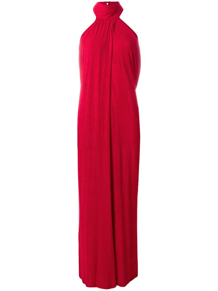 Yves Saint Laurent Vintage Halterneck Column Dress - Red