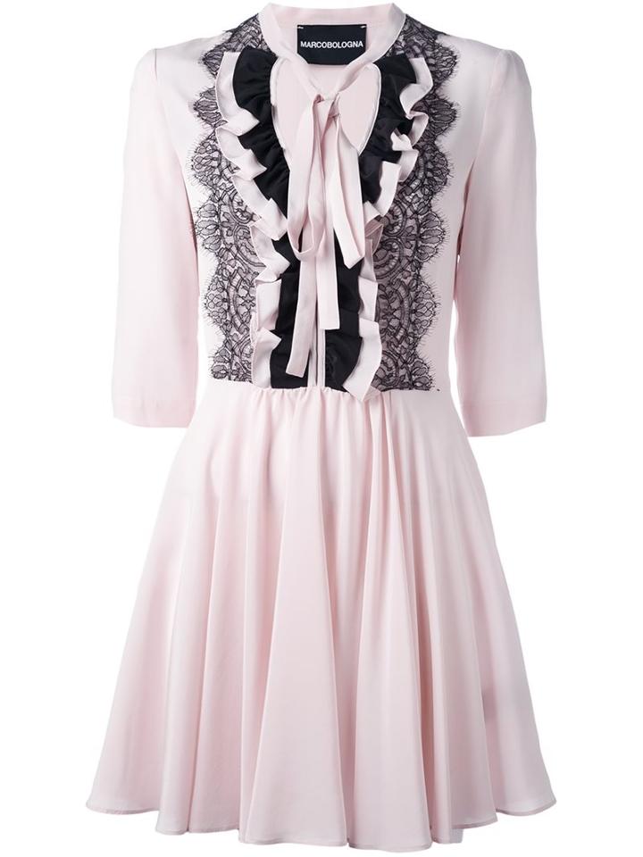Marco Bologna Ruffled Layer Dress, Women's, Size: 40, Pink/purple, Silk