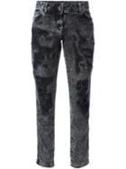 Philipp Plein Studded Skinny Jeans, Women's, Size: 28, Grey, Cotton/spandex/elastane/polyester