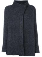 Armani Collezioni High Neck Wrap Style Coat, Women's, Size: 44, Grey, Polyamide/spandex/elastane/mohair/wool