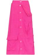 Jacquemus Monceau Fold-over Waist Midi Skirt - Pink