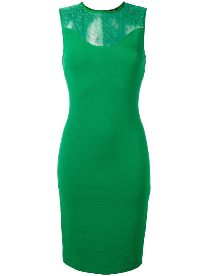 Roberto Cavalli Sheer Panel Dress - Green