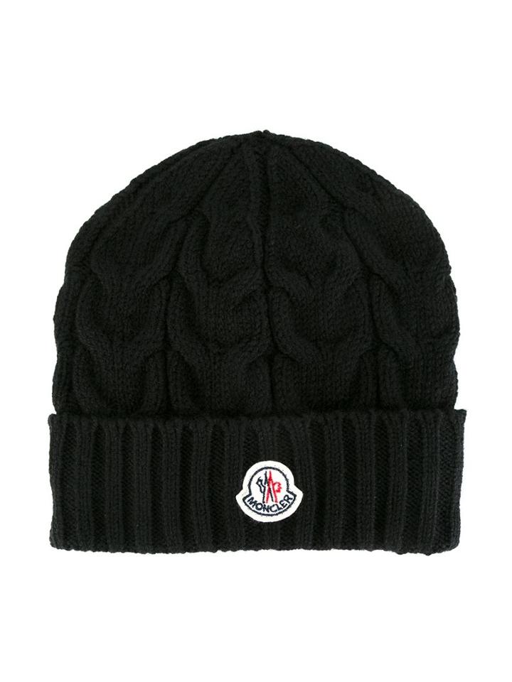 Moncler Kids Logo Patch Beanie, Boy's, Size: 48 Cm, Black