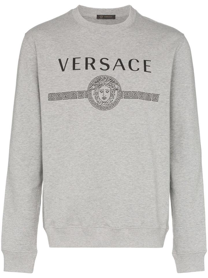 Versace Logo Print Sweater - Grey