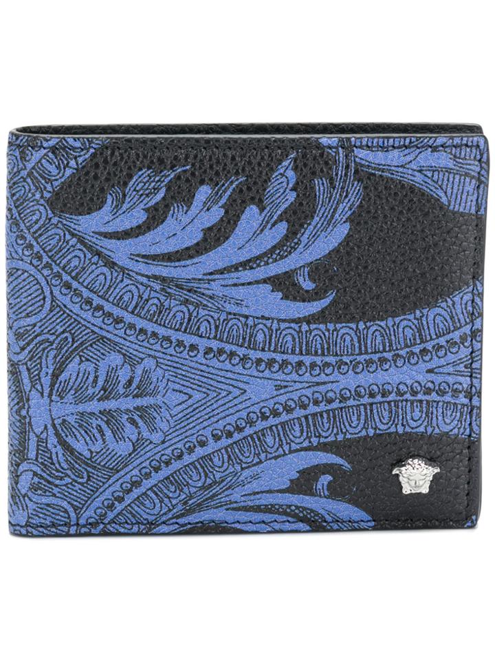 Versace Foldover Baroccoflage Wallet - Blue