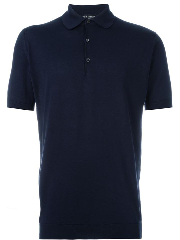 John Smedley Classic Polo Shirt, Men's, Size: Small, Blue, Cotton