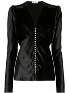 Paco Rabanne Silk V-neck Button-down Blouse - Black