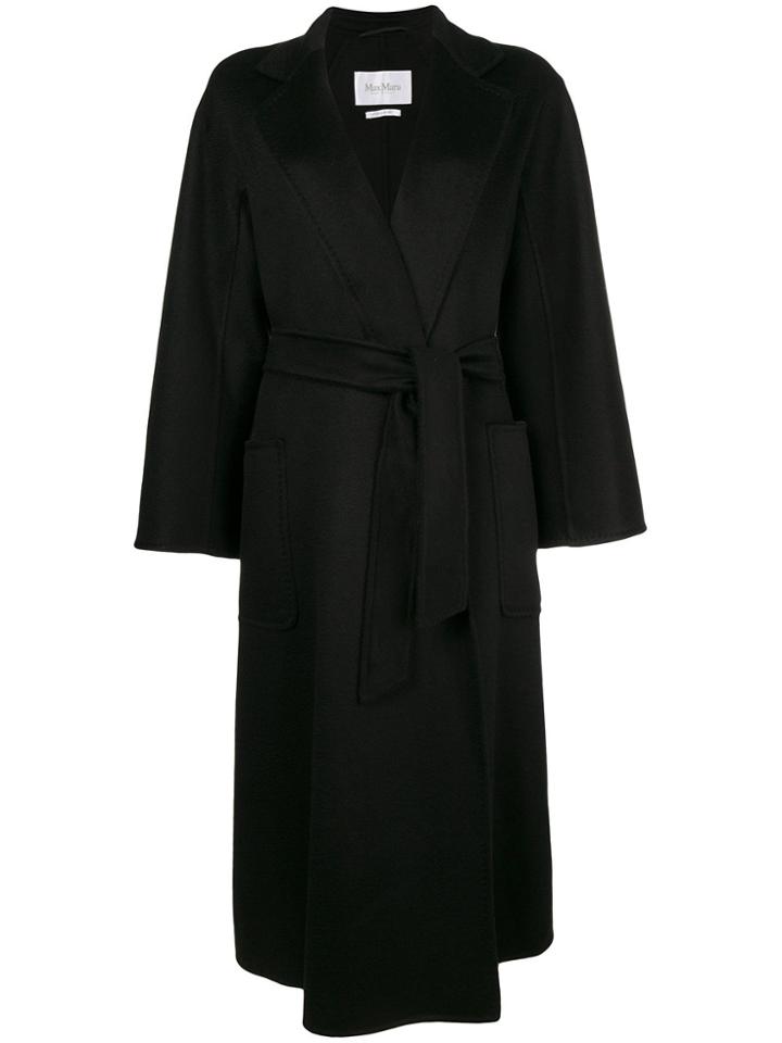 Max Mara Wrap-around Midi Coat - Black