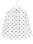 Dolce & Gabbana Kids Crown Print Shirt, Boy's, Size: 12 Yrs, White