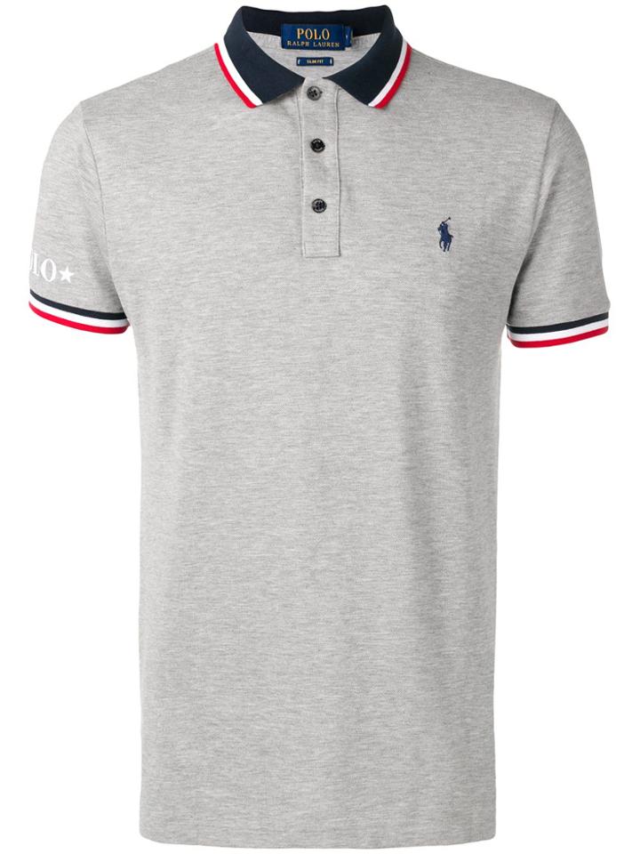 Polo Ralph Lauren Stripe Detail Polo Shirt - Grey