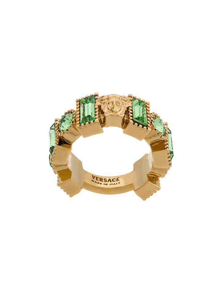 Versace Chunky Jewelled Medusa Ring - Metallic