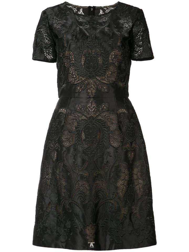Marchesa Notte Embroidered Dress - Black