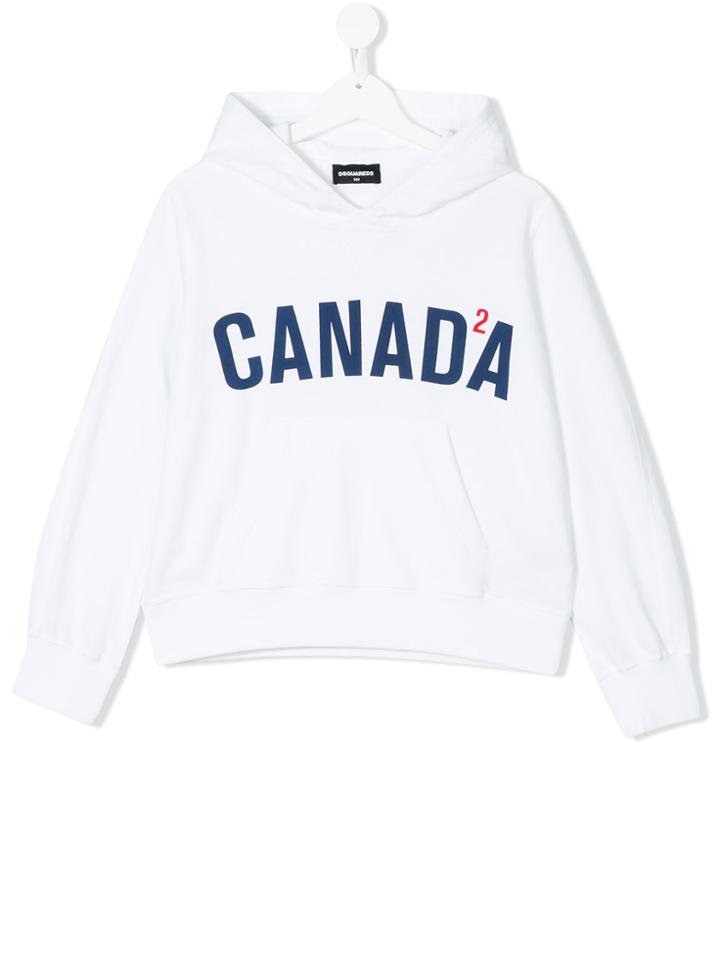 Dsquared2 Kids Canada Slogan Hoody - White