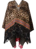 Ermanno Gallamini Leopard Print Cape, Women's, Brown, Cotton/nylon/polyester/virgin Wool