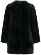 Drome Reversible Shearling Hooded Coat - Black