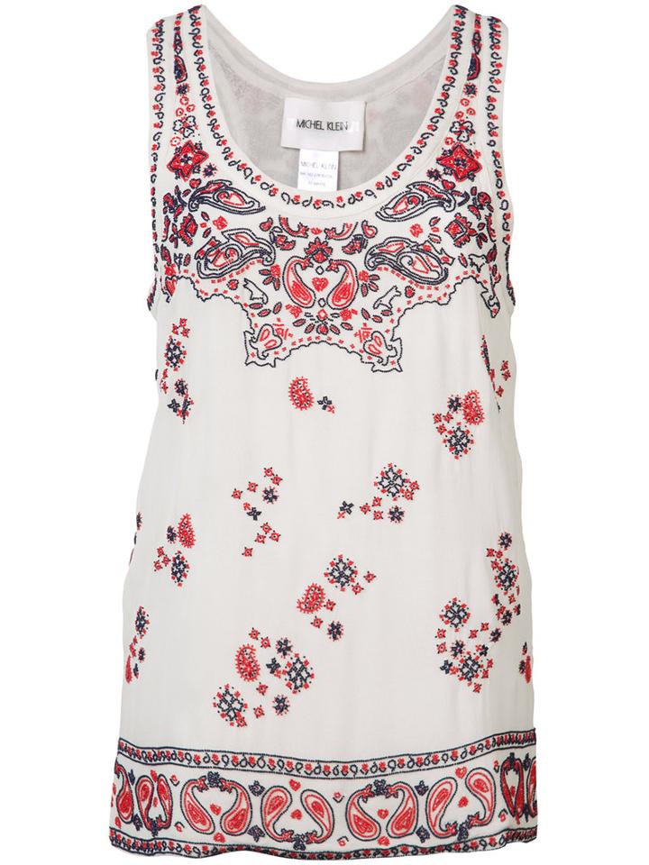 Michel Klein - Floral Print Tank Top - Women - Silk - 36, White, Silk