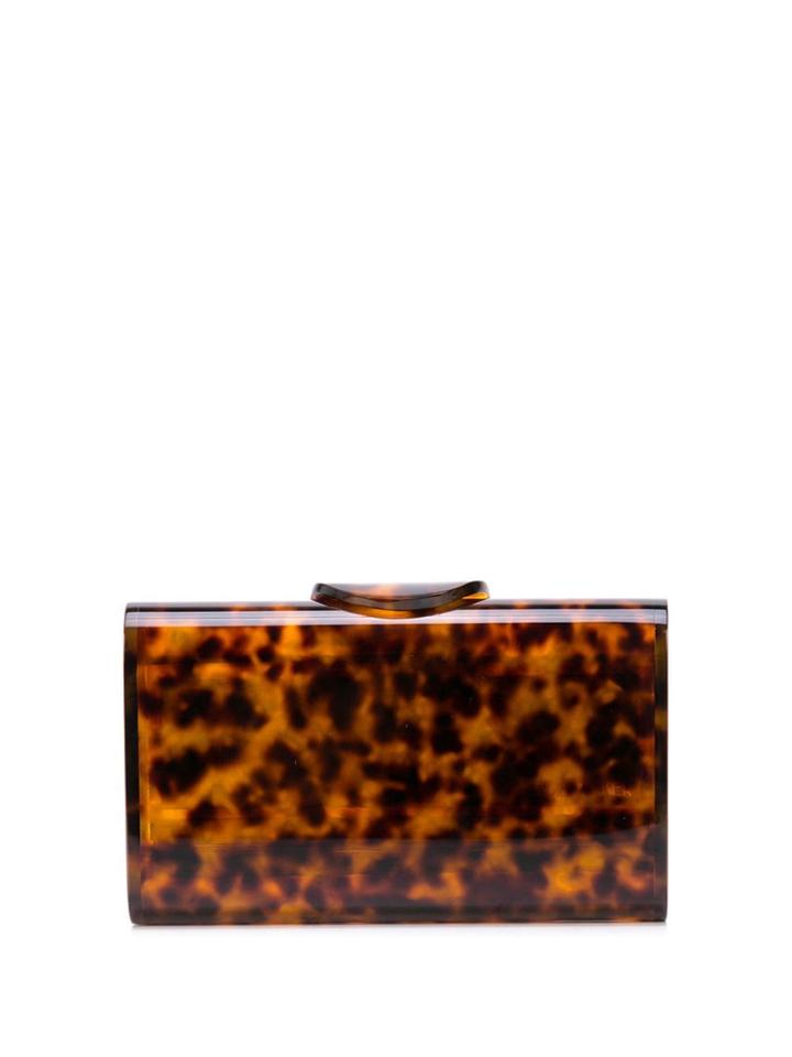Edie Parker Lara Tortoise-effect Clutch - Brown