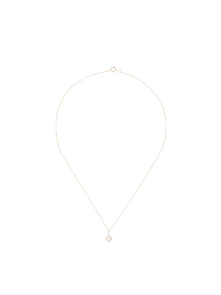 Natalie Marie 9kt Rose Gold Rutilated Quartz Pendant Necklace - Pink