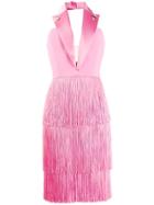 Elisabetta Franchi Fringed Tuxedo Dress - Pink