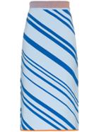 I-am-chen Striped Knit Pencil Skirt - Blue