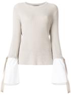 Luisa Cerano Layered Sleeve Knitted Top - Nude & Neutrals