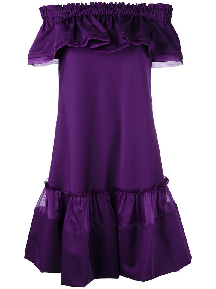 Alberta Ferretti - Abito Off-shoulder Dress - Women - Silk/cotton/other Fibers - 40, Pink/purple, Silk/cotton/other Fibers