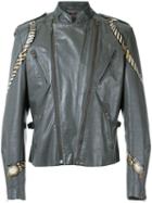 À La Garçonne - Hand Painted 'perfecto' Jacket - Unisex - Leather - M, Grey, Leather