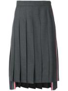 Thom Browne Striped Below-knee Pleated Skirt - Grey