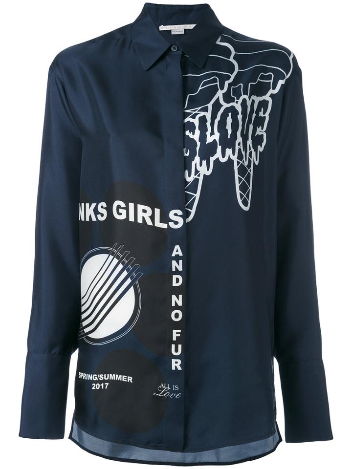 Stella Mccartney - Statement Print Shirt - Women - Silk - 42, Women's, Blue, Silk