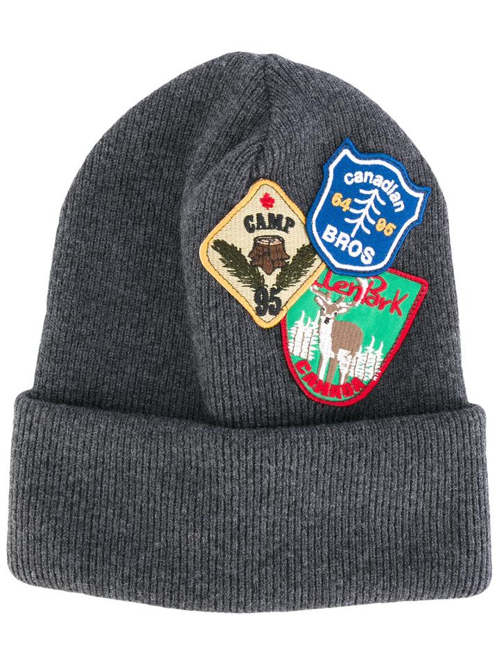 Dsquared2 - Patch Embroidered Beanie Hat - Men - Wool - One Size, Grey, Wool