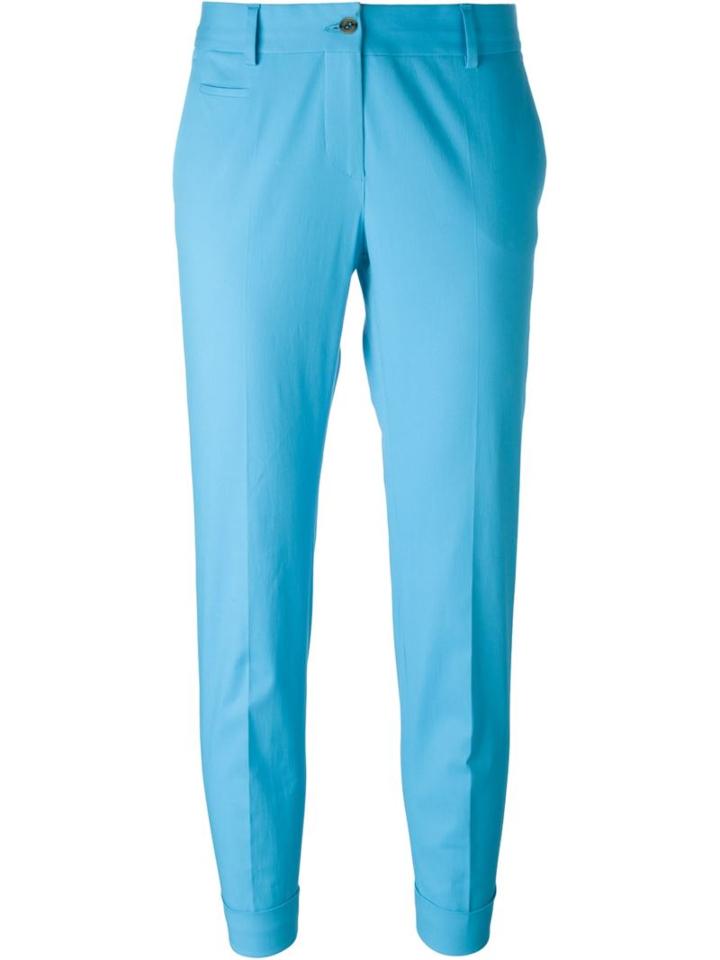 Alberto Biani Cropped Tailored Trousers, Women's, Size: 38, Blue, Cotton/spandex/elastane