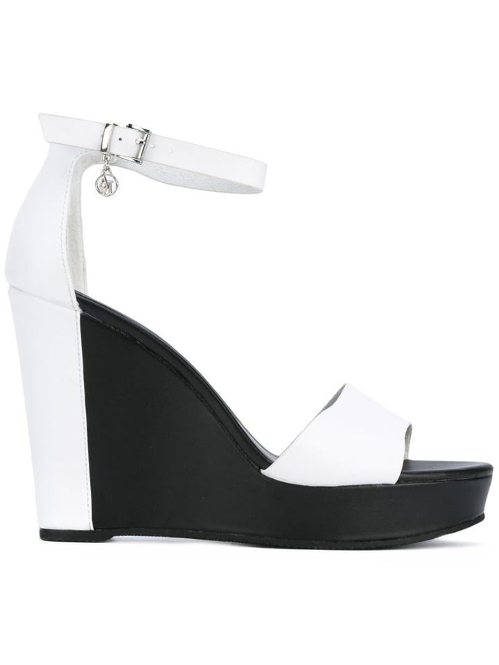 Armani Jeans Ankle Strap Wedge Sandals - White