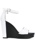 Armani Jeans Ankle Strap Wedge Sandals - White