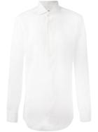 Barba Classic Button-up Shirt, Men's, Size: 41, White, Linen/flax