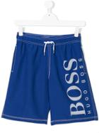 Boss Kids Logo Print Drawstring Shorts - Blue