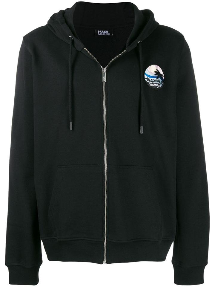 Karl Lagerfeld Printed Zipped Hoodie - Black