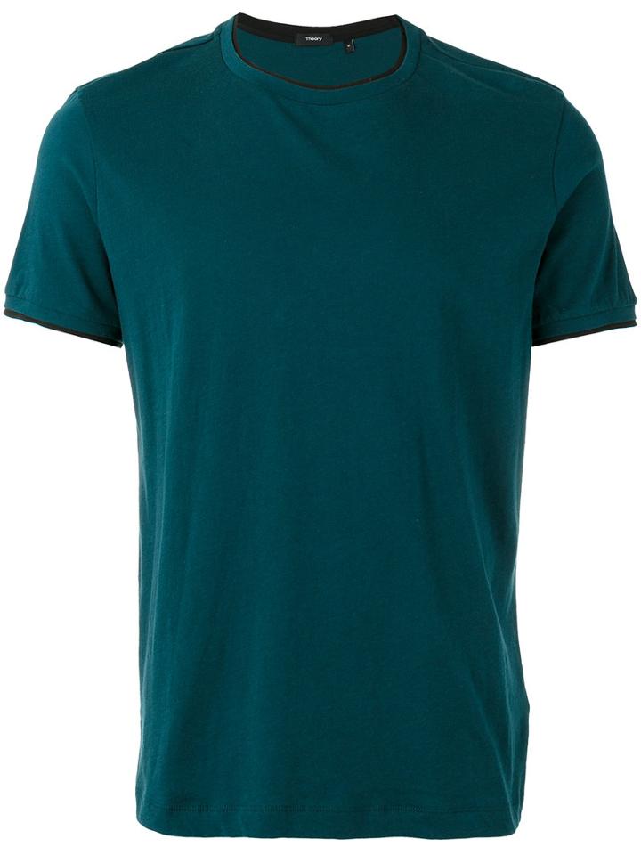 Theory Plain T-shirt, Men's, Size: Small, Green, Cotton/polyester/spandex/elastane