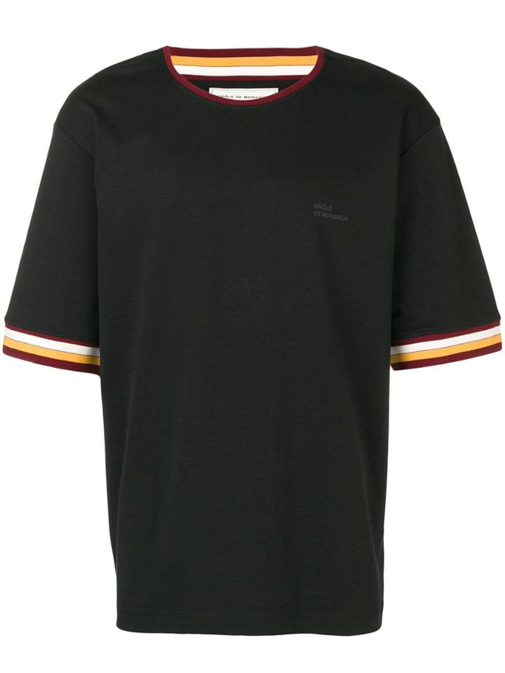 Drôle De Monsieur Striped Trim T-shirt - Black