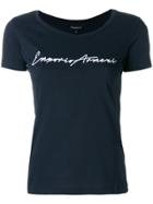 Emporio Armani Logo Embroidered Slim Fit T-shirt - Blue
