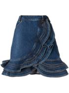 Self-portrait X Lee Ruffle Wrap Skirt - Blue