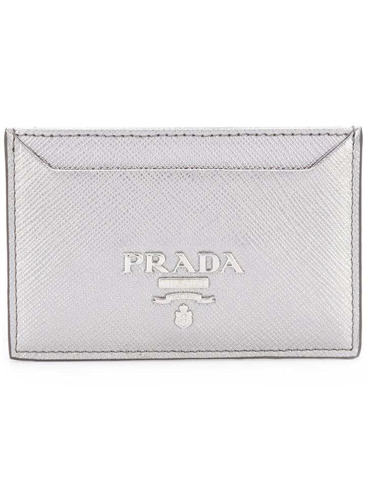 Prada Logo Plaque Cardholder - Metallic