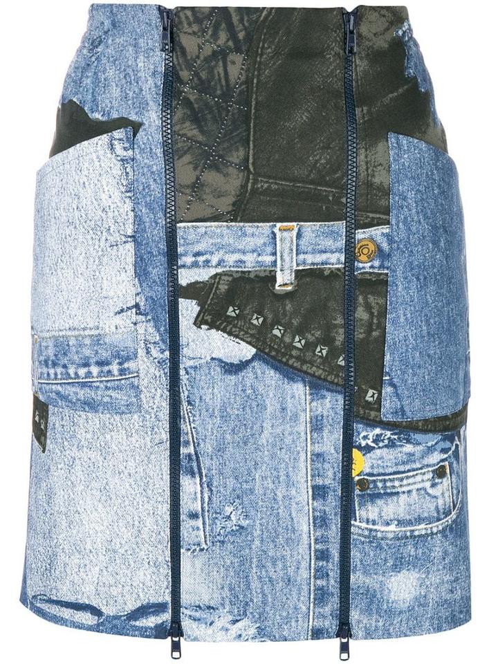 Christian Dior Pre-owned Denim Print Mini Skirt - Blue