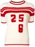 Ermanno Scervino Short Sleeve Intarsia Jersey Knit Top - White