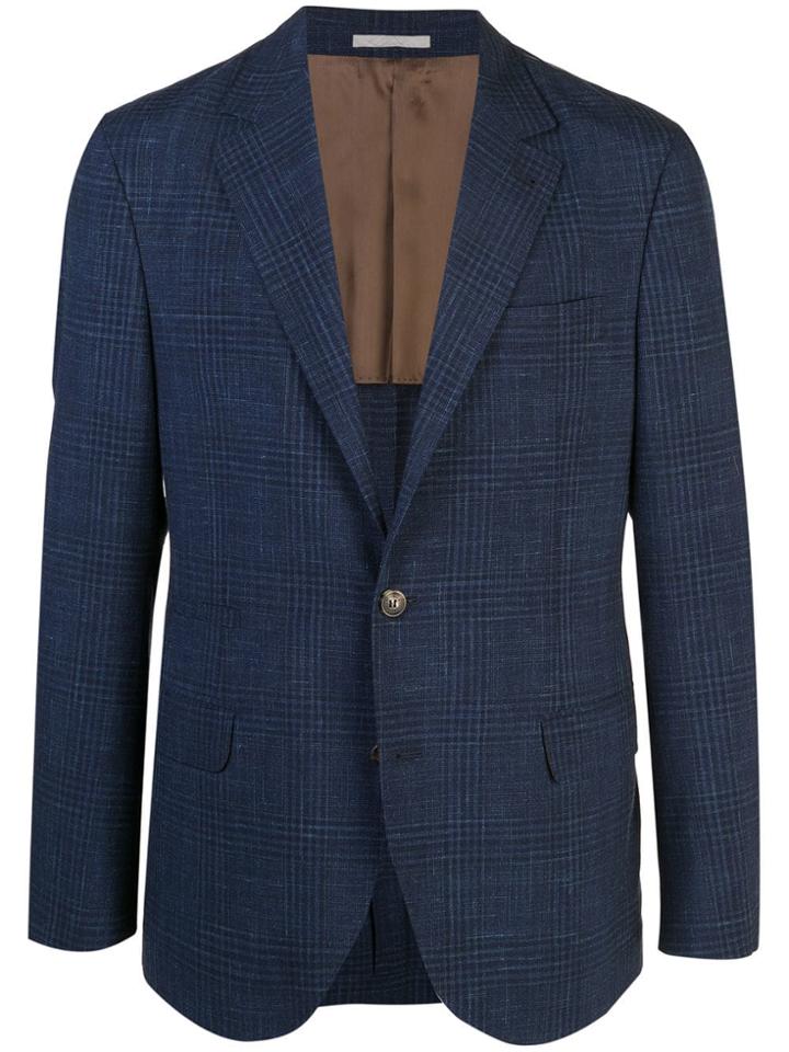 Brunello Cucinelli Checked Single Breasted Blazer - Blue
